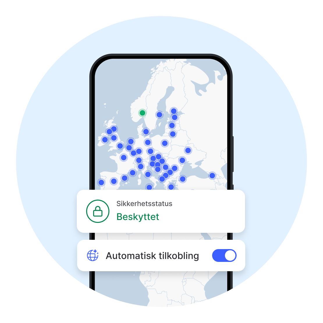 Automatisk tilkobling slår på VPN-beskyttelsen uten at du trenger å tenke på det.