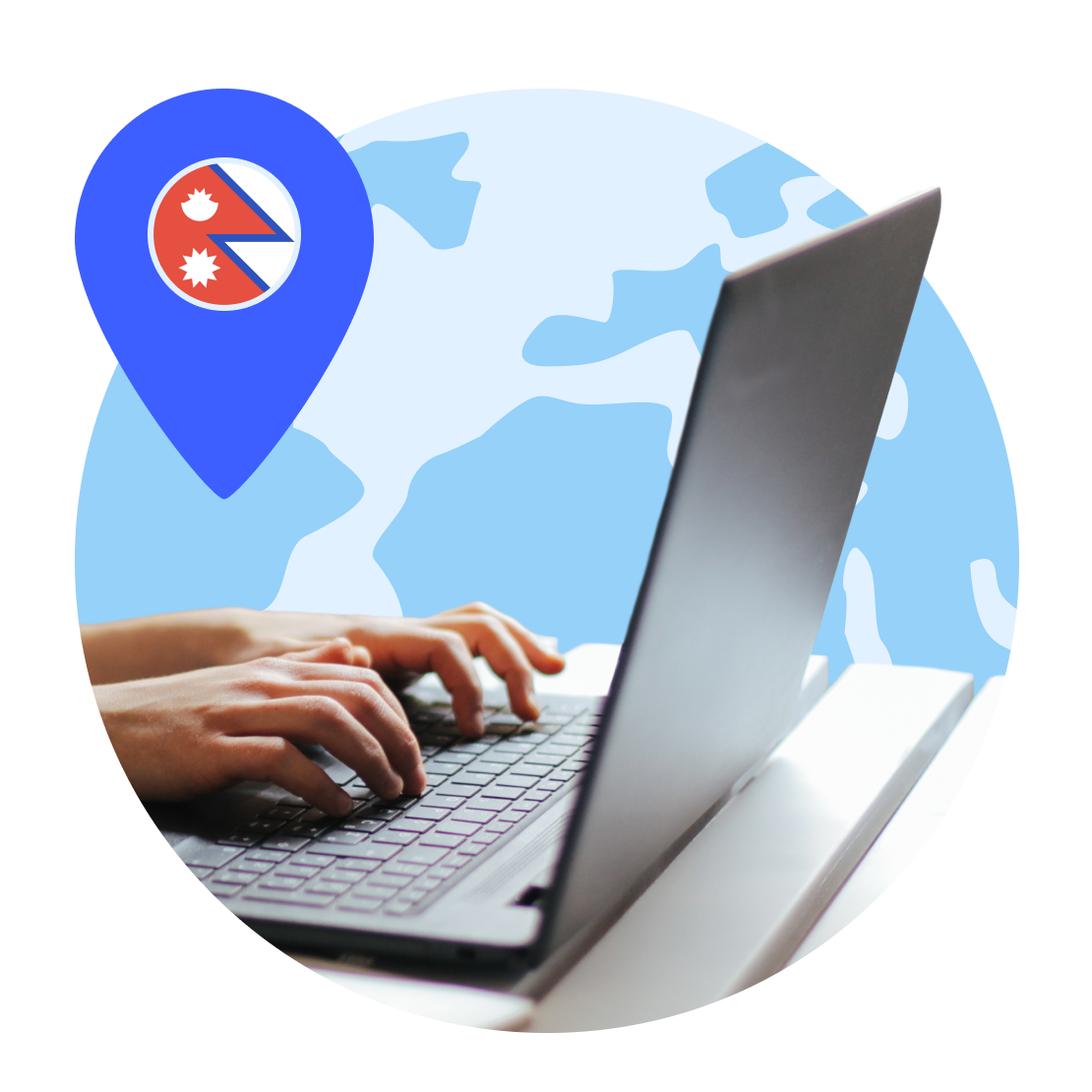 A laptop connected to a server for Nepal.