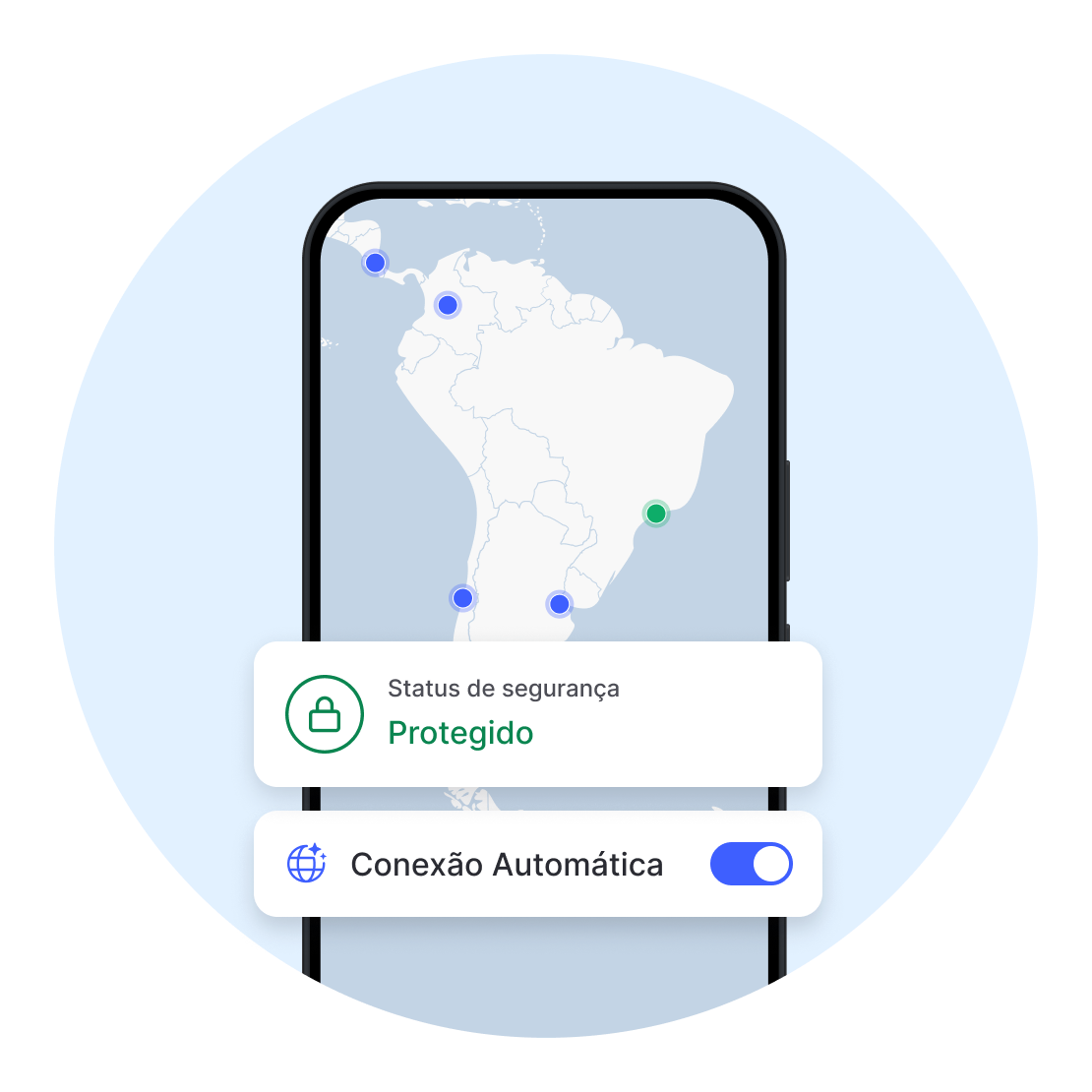 A Conexão Automática ativa sua proteção de VPN sem você ter que se preocupar com isso.