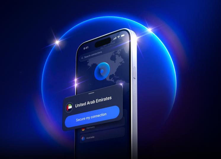 هاتف ذكي يستخدم خادم NordVPN في الإمارات العربية المتحدة للتصفح الآمن عبر الإنترنت.