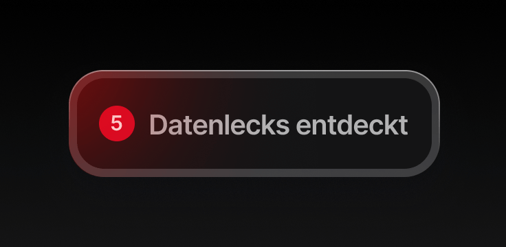Eine Benachrichtigung des Datenleck-Checkers, die darauf hinweist, dass Datenlecks entdeckt wurden.