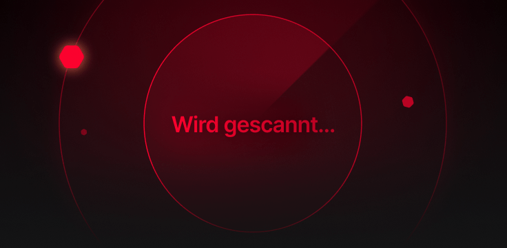 Ein roter Kreis, auf dem das Wort „Scanning“ steht.