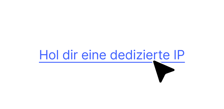 Ein Hyperlink, der Nutzer dazu auffordert, über einen VPN-Dienst eine dedizierte IP zu erhalten.