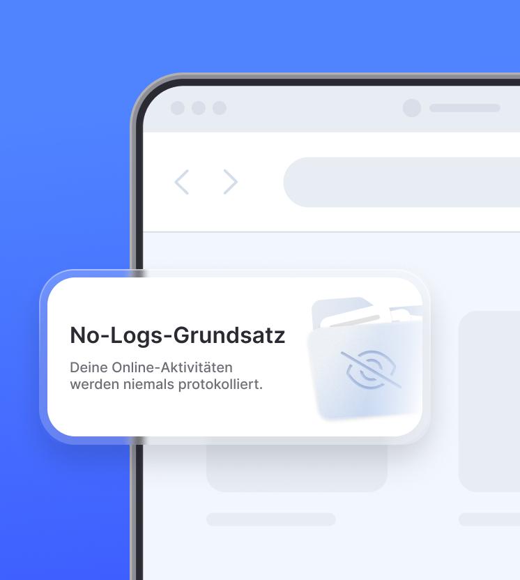 Ein Laptop mit einem Ausschnitt, der die No-Logs-Richtlinie von NordVPN zeigt.