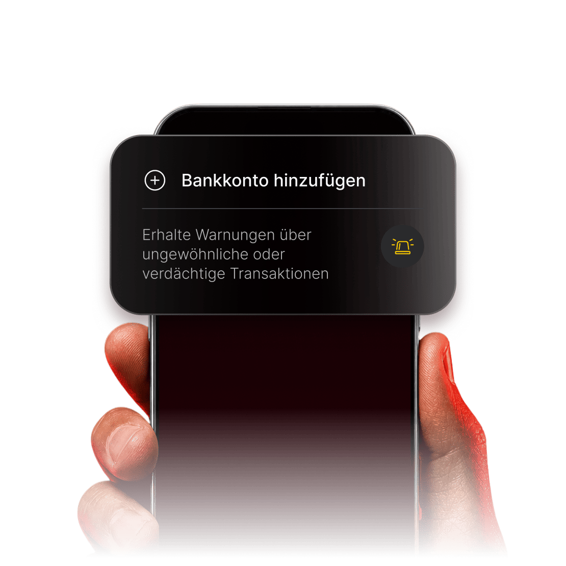 Ein Benutzer wählt auf einem Smartphone Bankkonten aus, die in die Transaktionsüberwachung einbezogen werden sollen.