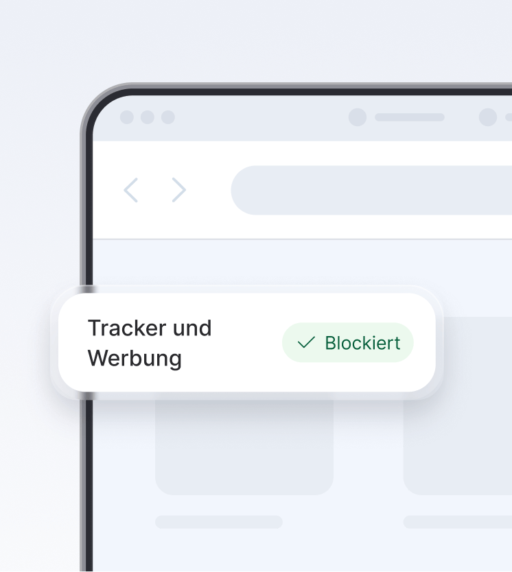 Ein Browser-Bildschirm, der zeigt, wie ein Antivirus der neuesten Generation Tracker und Werbung blockiert.