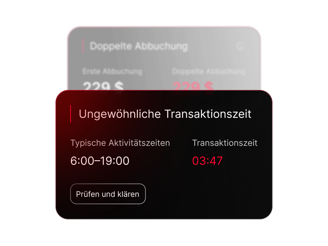 Eine Benachrichtigung der Transaktions-Überwachung von NordVPN, die vor einem ungewöhnlichen Transaktionszeitpunkt warnt.