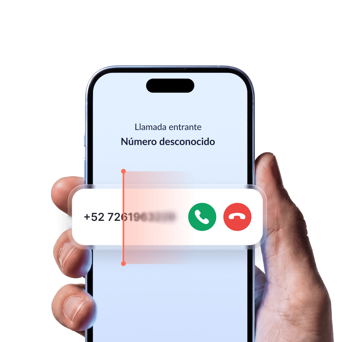  A smartphone shows an incoming call while the spam call blocker scans the unknown number.