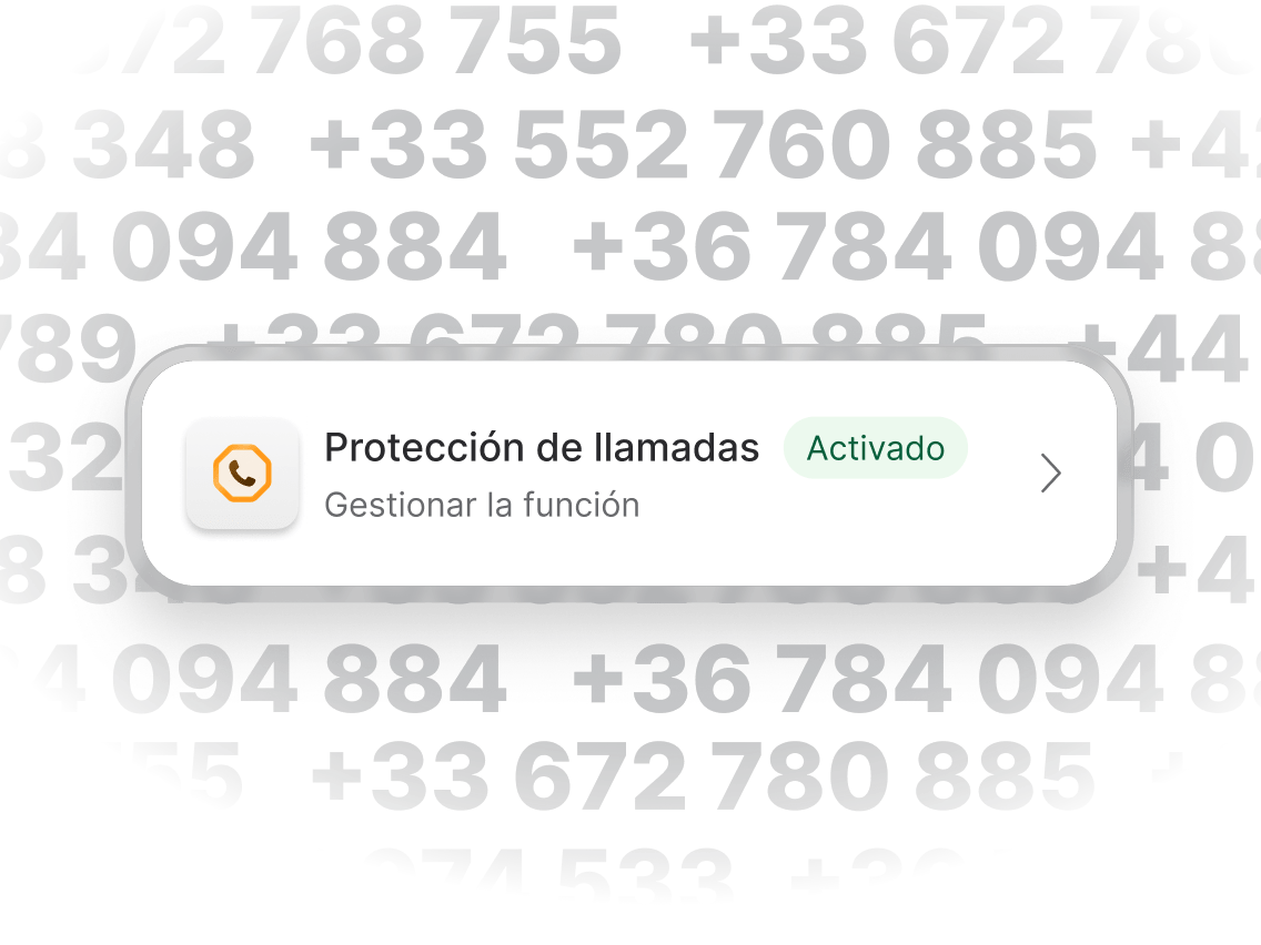 Una notificación en el teléfono que indica que la función de Protección de llamadas está activa.