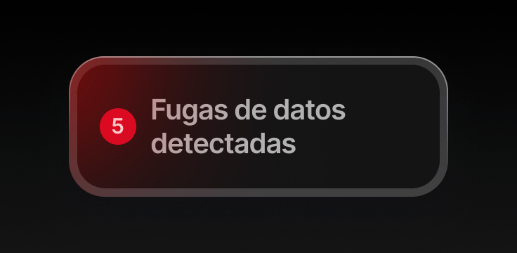 Una notificación del detector de datos filtrados que ha encontrado información filtrada.