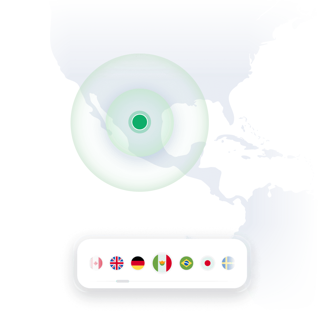 Un pin de NordVPN que marca la ubicación de un servidor VPN seguro en un mapa del mundo.