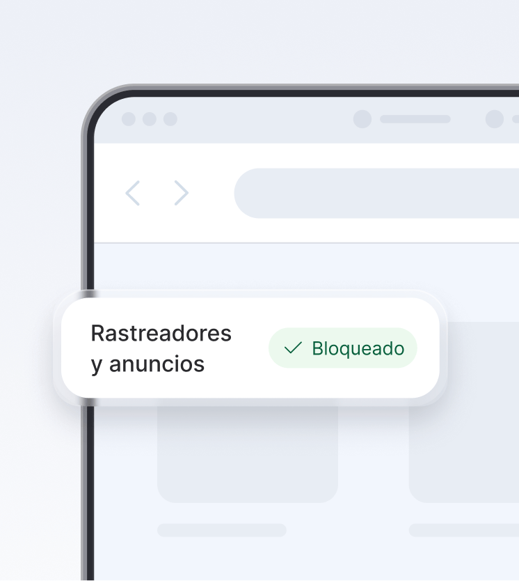 Una pantalla de navegador que muestra un antivirus de última generación bloqueando rastreadores y anuncios.