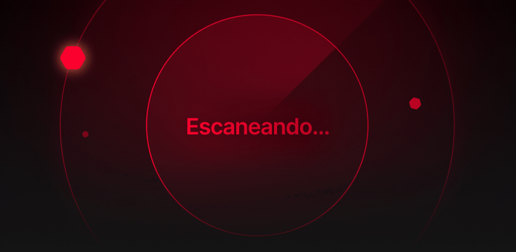 Un círculo rojo con la palabra «Escaneando» escrita en él.
