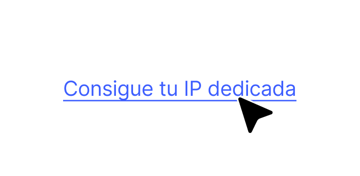 Hipervínculo que invita a los usuarios a conseguir una dirección IP dedicada mediante un servicio VPN.