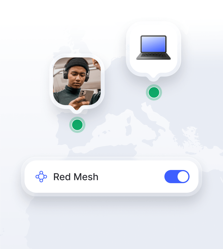 Una persona usando la Red Mesh para conectarse a su portátil de forma remota.