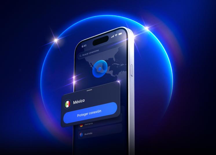 Un teléfono inteligente que utiliza el servidor de NordVPN en España para navegar online de forma segura.