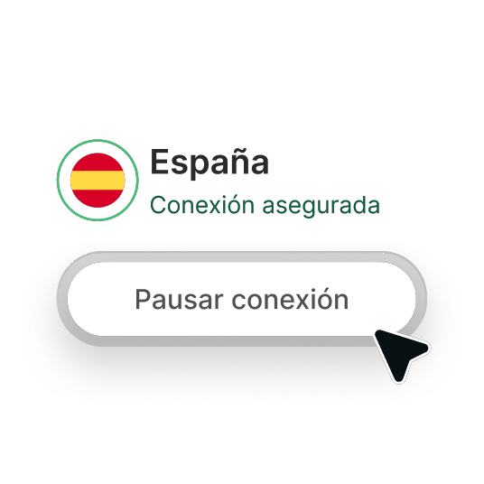 Un fragmento de la app NordVPN que muestra cómo pausar fácilmente una conexión VPN.