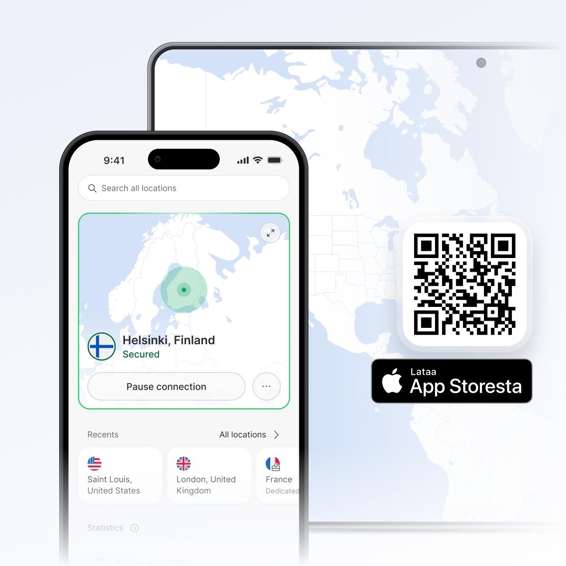 NordVPN-sovellus iPhonelle ja iPadille