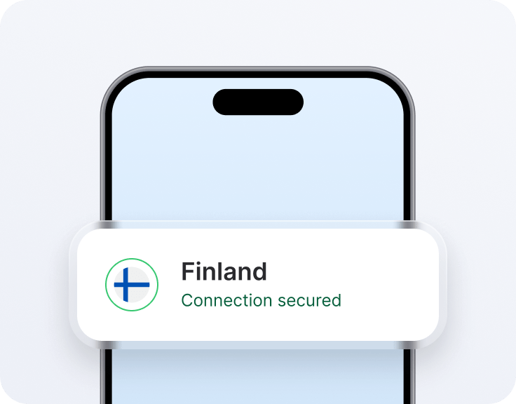 Älypuhelin, jossa näkyy Suomeen yhdistetty oma IP-osoite.