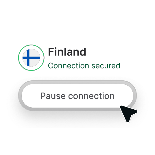 Kuvassa näkyy osa NordVPN-sovelluksesta ja tapa, jolla VPN-yhteyden voi helposti keskeyttää.
