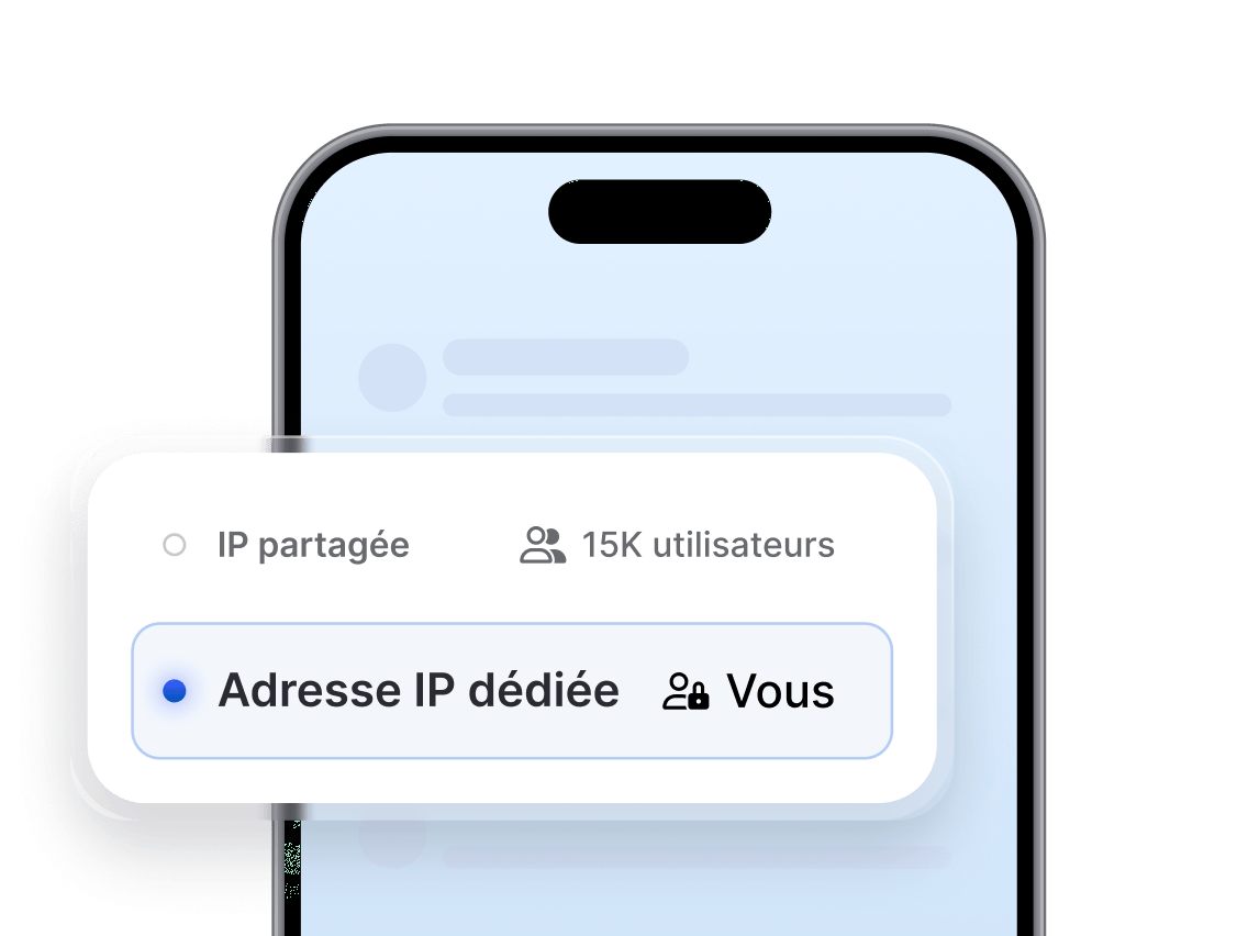 Une invite d&#39;application mobile demandant à l&#39;utilisateur de choisir entre une adresse IP partagée et une adresse IP dédiée.