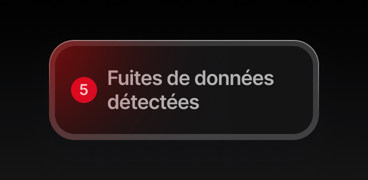 Une notification du vérificateur de fuites de données indiquant que des fuites de données ont été détectées.