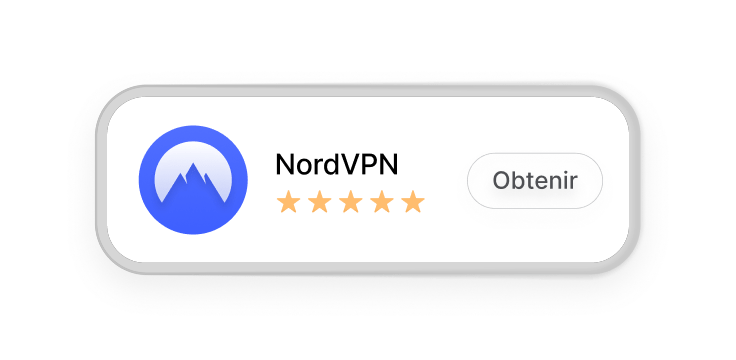 Fiche de l’extension Firefox de NordVPN, avec une note de cinq étoiles et un bouton « Obtenir ».