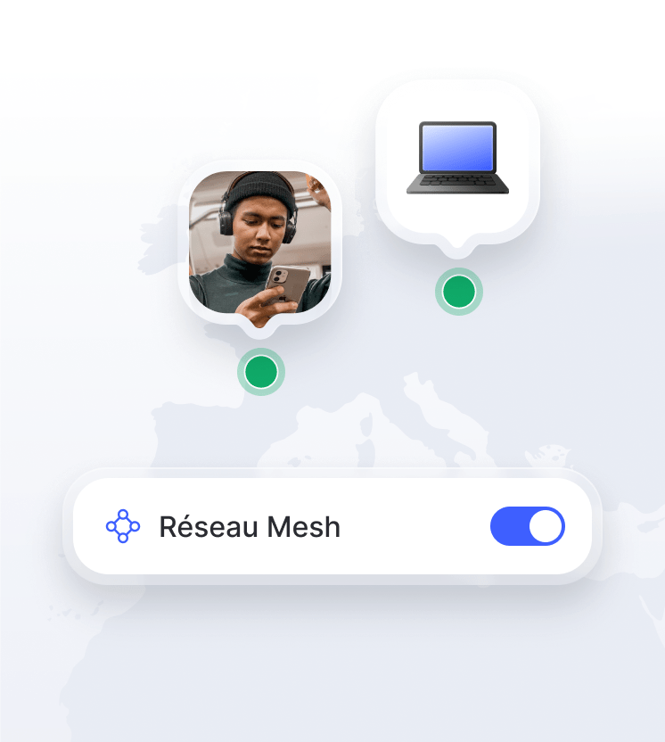 Une personne utilisant Réseau Mesh pour se connecter à son ordinateur portable à distance.