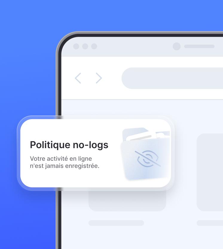 Un ordinateur portable avec un extrait présentant la politique de non-journalisation de NordVPN.