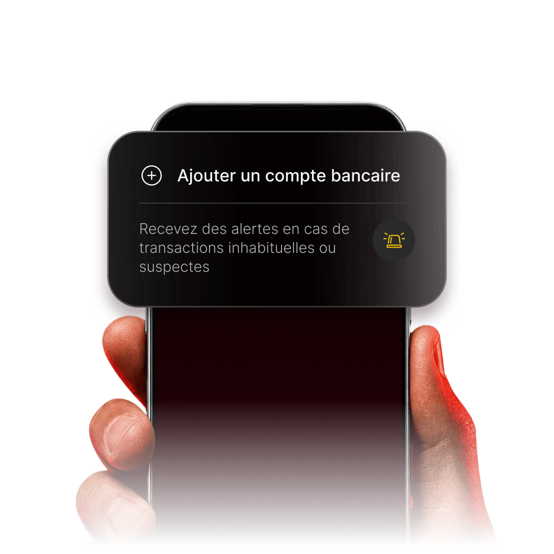 Un utilisateur sélectionne des comptes bancaires à inclure dans la surveillance des transactions sur un smartphone.