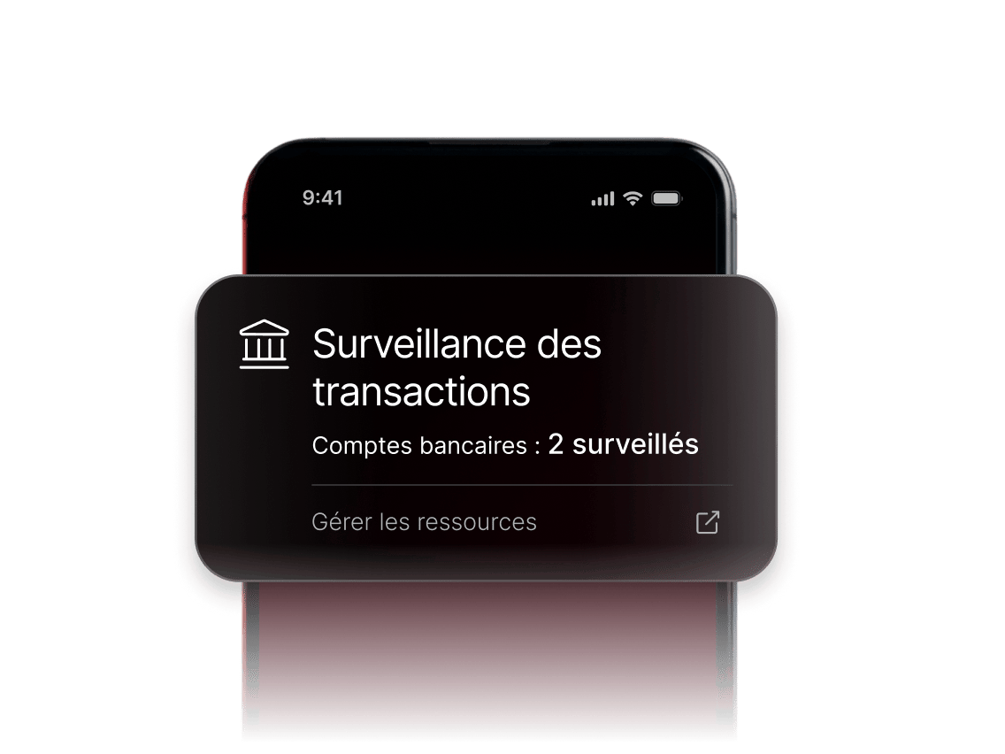 Une notification relative à la surveillance des transactions indiquant que deux comptes bancaires font actuellement l’objet d'une surveillance.