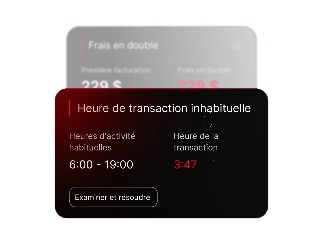 Une notification de surveillance des transactions de NordVPN signalant une heure de transaction inhabituelle.