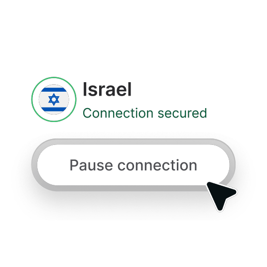 קטע מאפליקציית NordVPN המציג איך להשהות בקלות חיבור VPN.