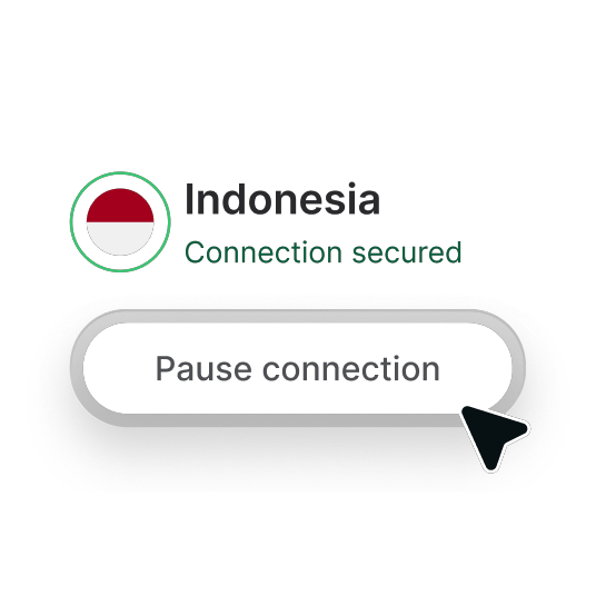 Cuplikan dari aplikasi NordVPN yang menunjukkan cara mudah untuk menjeda koneksi VPN.