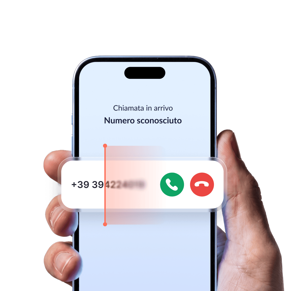  A smartphone shows an incoming call while the spam call blocker scans the unknown number.