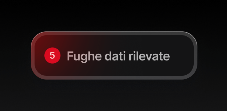 Una notifica del Data leak checker, che avvisa di avere rilevato fughe di dati.