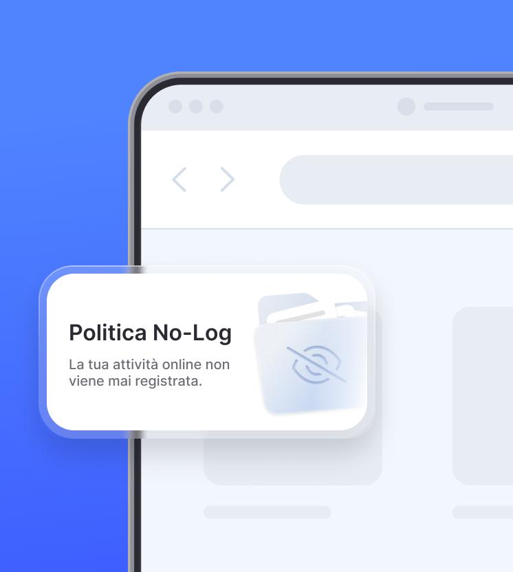 Un portatile con un riquadro che mostra la politica &quot;No-log&quot; di NordVPN.