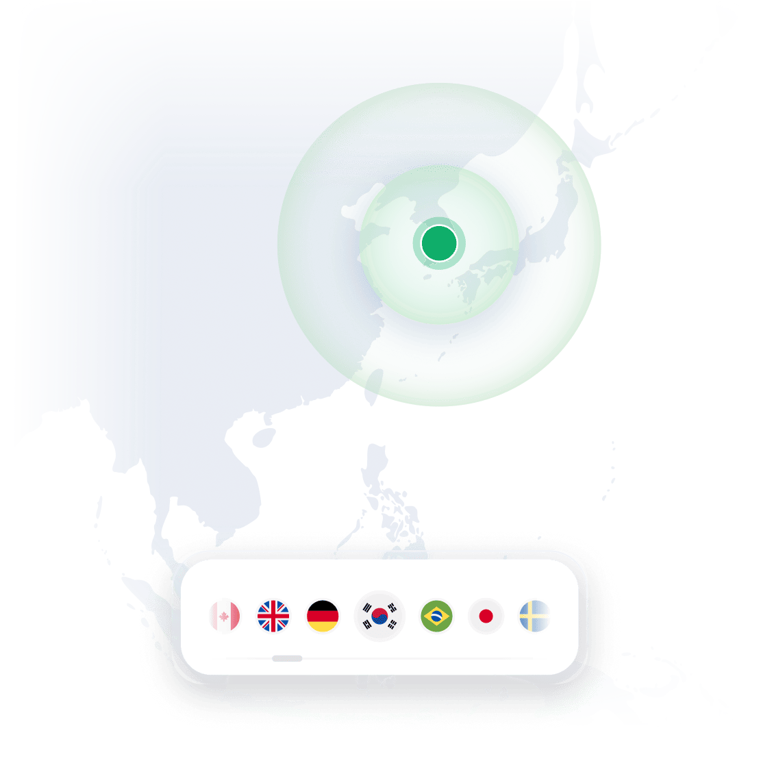 세계 지도에서 안전한 VPN 서버 위치를 표시하는 NordVPN 핀.