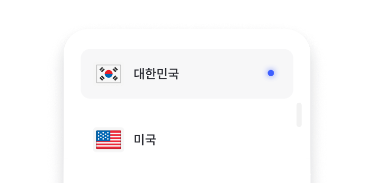 한국, 미국 등의 전용 IP 위치가 표시된 목록 일부