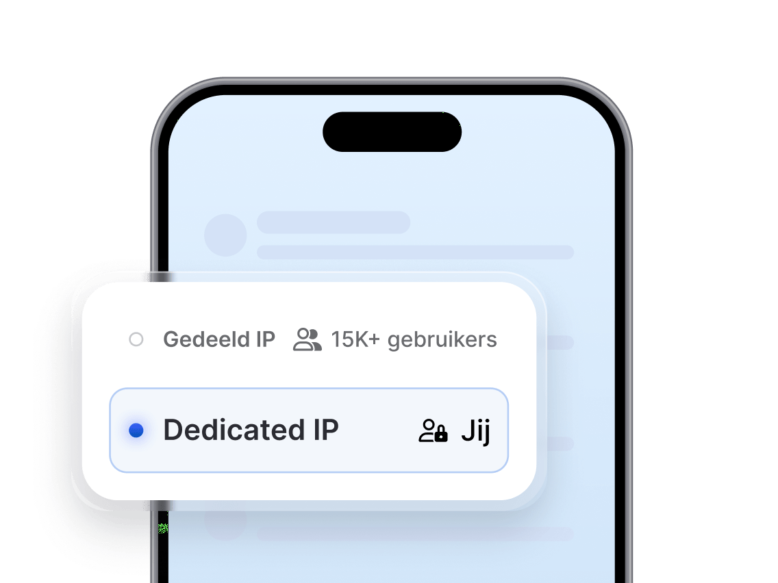 Een melding in een mobiele app waarin de gebruiker wordt gevraagd te kiezen tussen gedeelde en vaste IP-adressen.