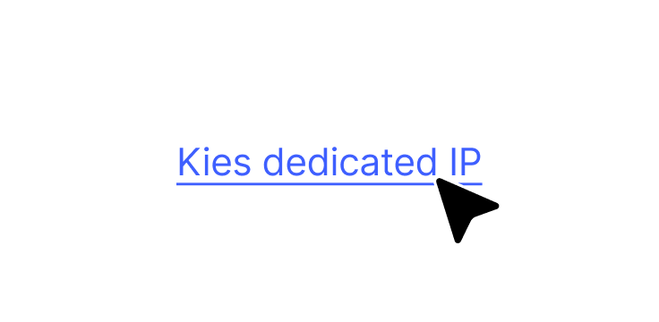 Een hyperlink die gebruikers uitnodigt om een dedicated IP-adres aan te vragen via een VPN-dienst.