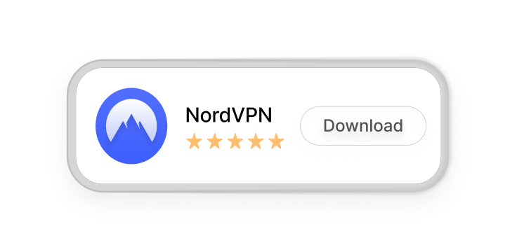 De Firefox-extensie van NordVPN met een vijfsterrenbeoordeling en een 'Download'-knop.