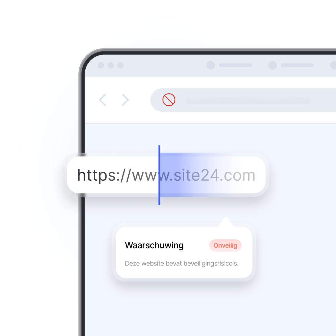 Een laptopscherm met een scam checker die een URL analyseert.