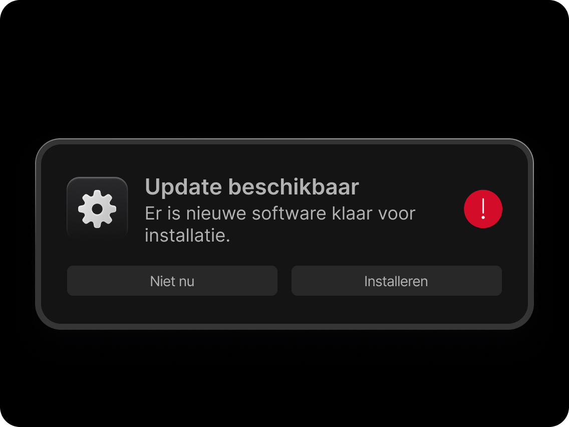 Een mobiele melding dat er een nieuwe software-update beschikbaar is.