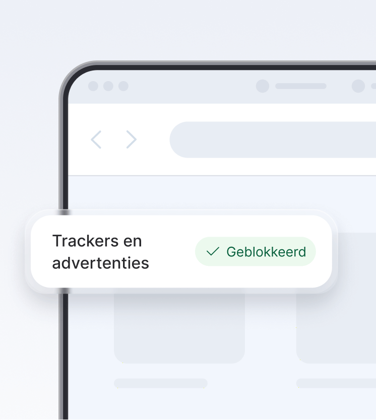 Een browserscherm met next-generation antivirus dat trackers en advertenties blokkeert.