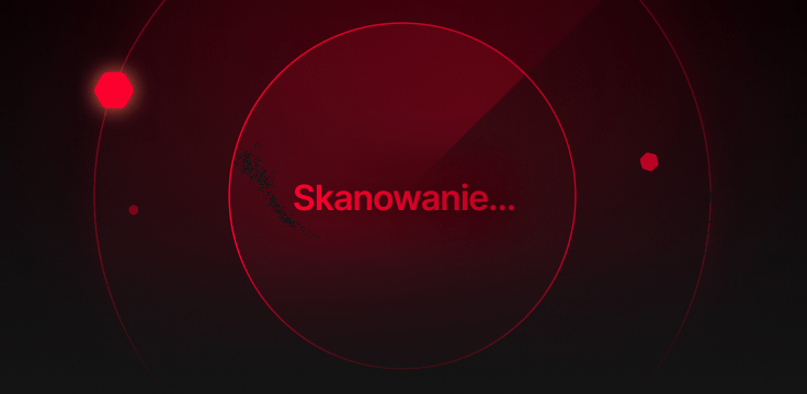 Czerwone kółko z napisem „Skanowanie”.