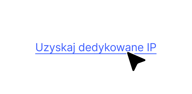 Hiperłącze zachęcające użytkowników do dedykowanego IP za pośrednictwem usługi VPN.