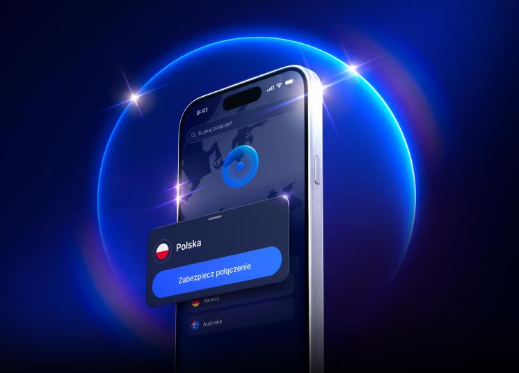 Smartfon, który korzysta z serwera NordVPN w Polsce, żeby bezpiecznie przeglądać internet.