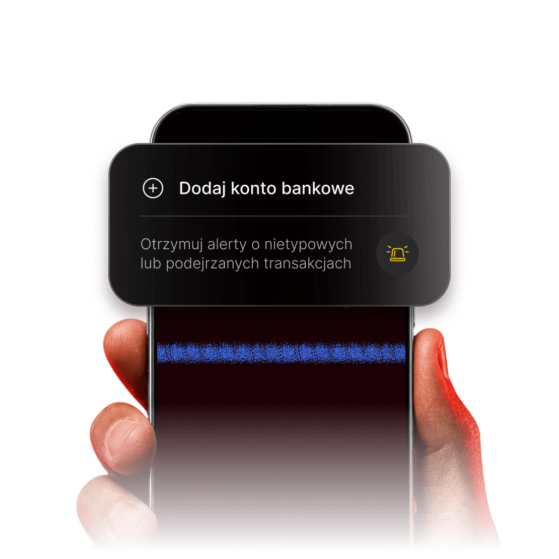 Użytkownik wybierający konta bankowe, które chce objąć monitorowaniem transakcji, na smartfonie.