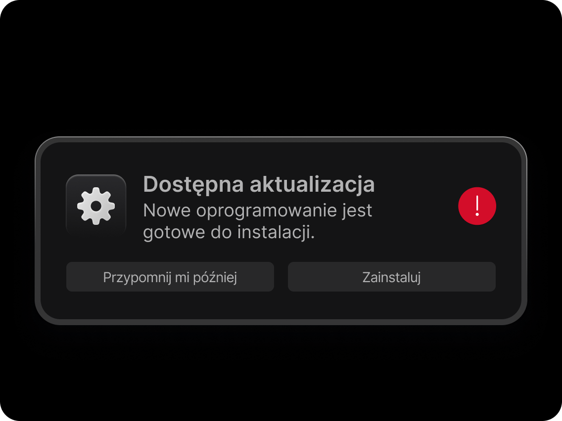 Powiadomienie na telefonie z informacją, że dostępna jest nowa aktualizacja oprogramowania.